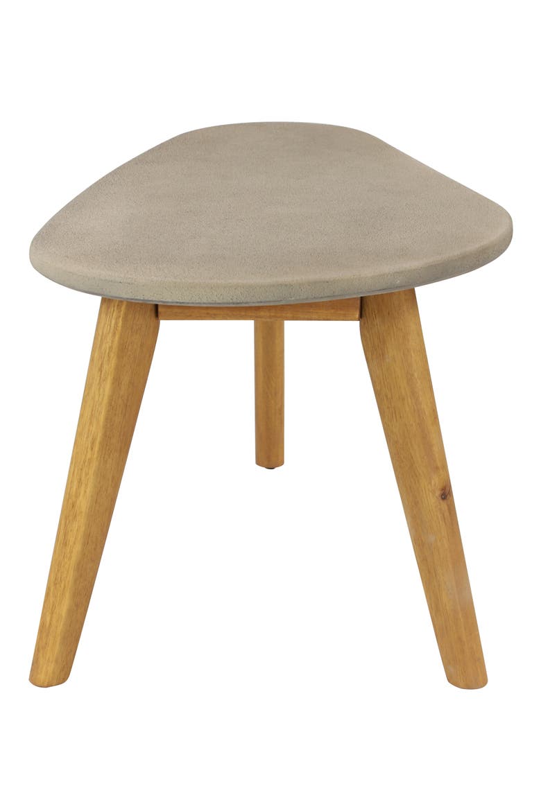 Gray Wood Outdoor Accent Table with Concrete Inspired Top & Slender Tapered Legs, Alternate, color, GREY