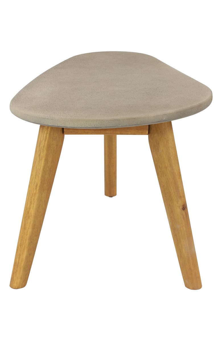 GINGER BIRCH STUDIO Gray Wood Outdoor Accent Table with Concrete Inspired Top & Slender Tapered Legs, Alternate, color, 
