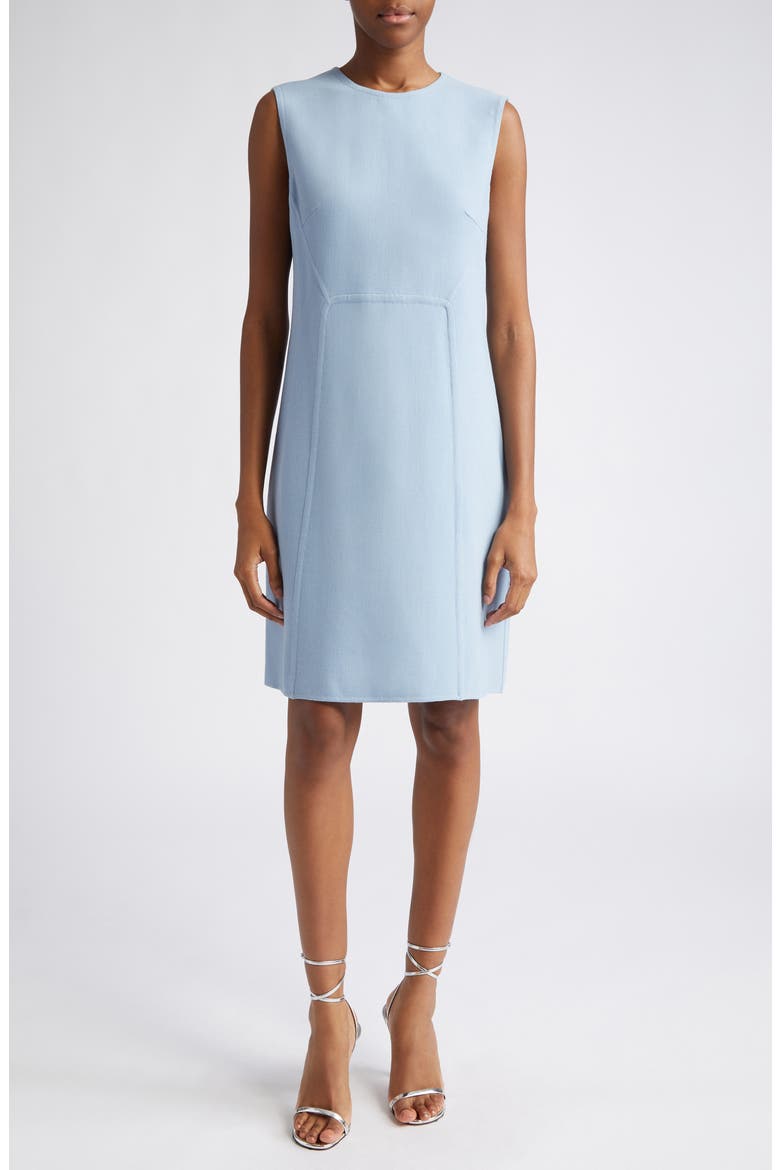Stretch Wool Blend Crepe Shift Dress, Main, color, COAST
