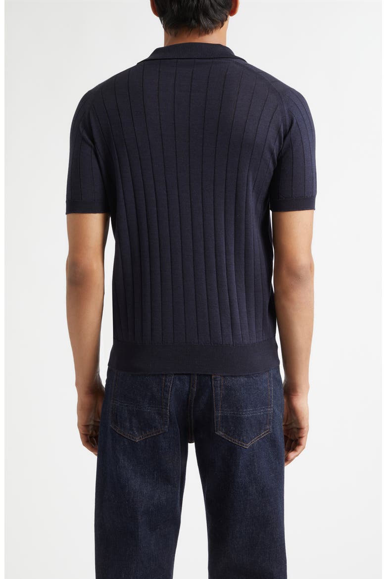 Williams Merino Wool & Cotton Polo Sweater, Alternate, color, NAVY