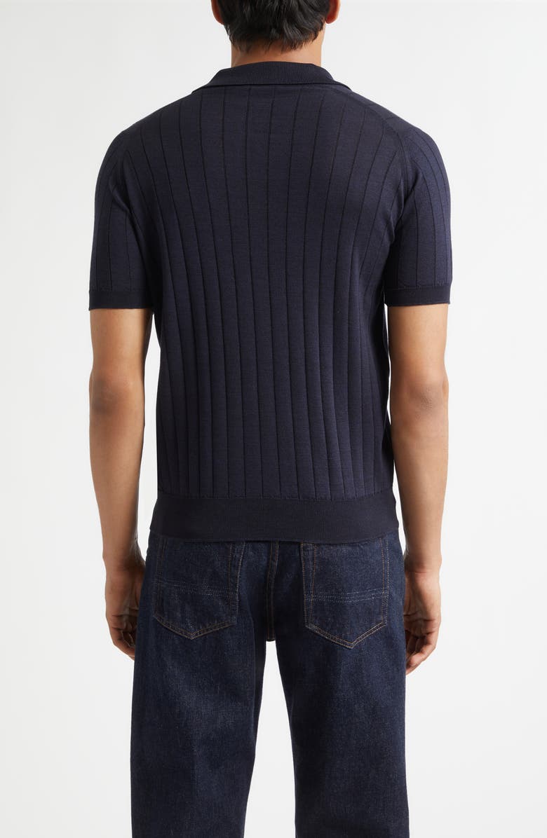 John Smedley Williams Merino Wool & Cotton Polo Sweater, Alternate, color, Navy