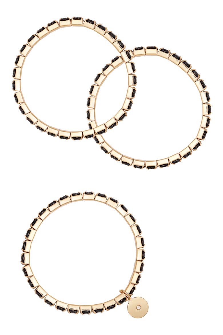Set of 3 Stretch Bracelets, Alternate, color, BLACK