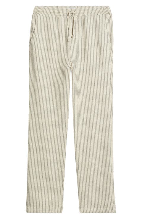 Sorrento Pinstripe Cotton & Linen Drawstring Pants