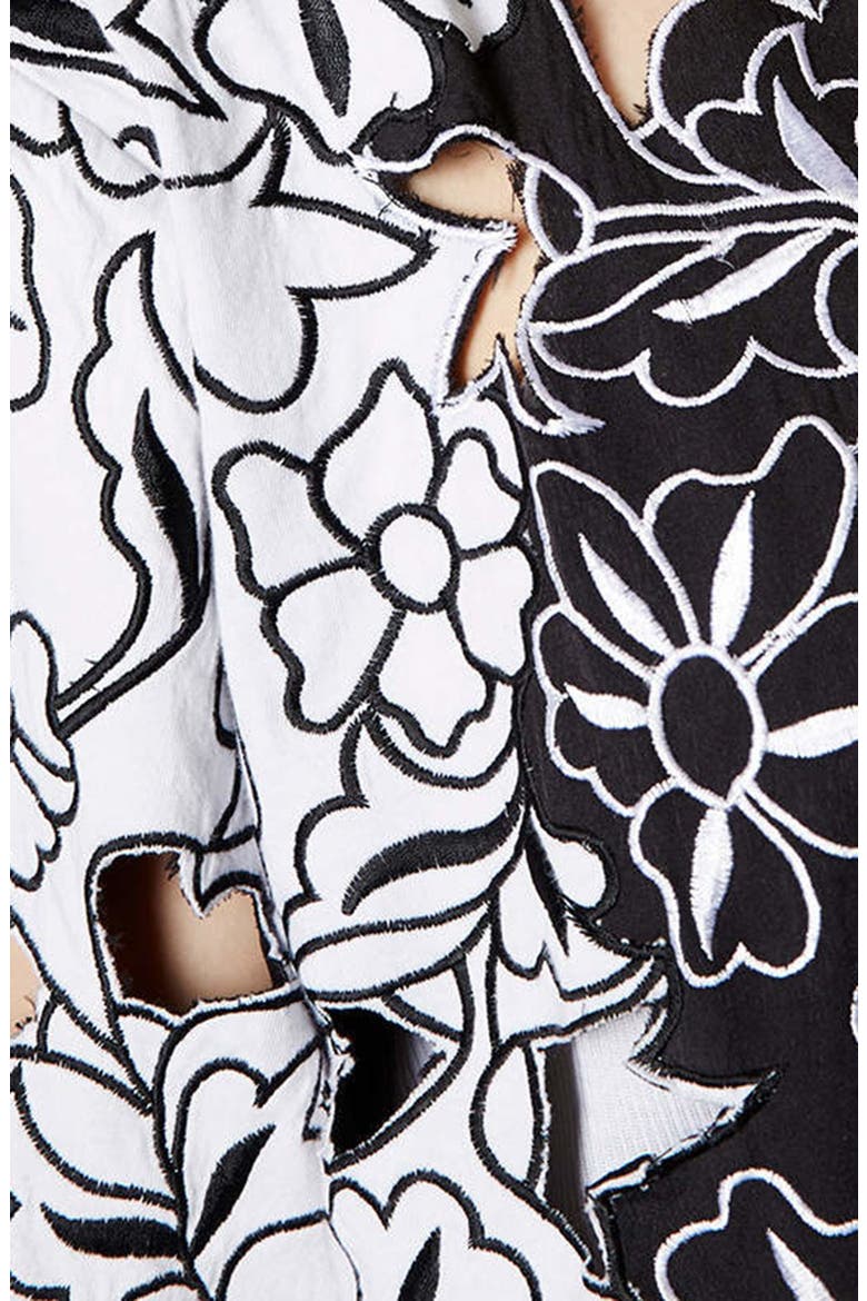 Cutout Embroidered Kimono Jacket, Alternate, color, MONOCHROME