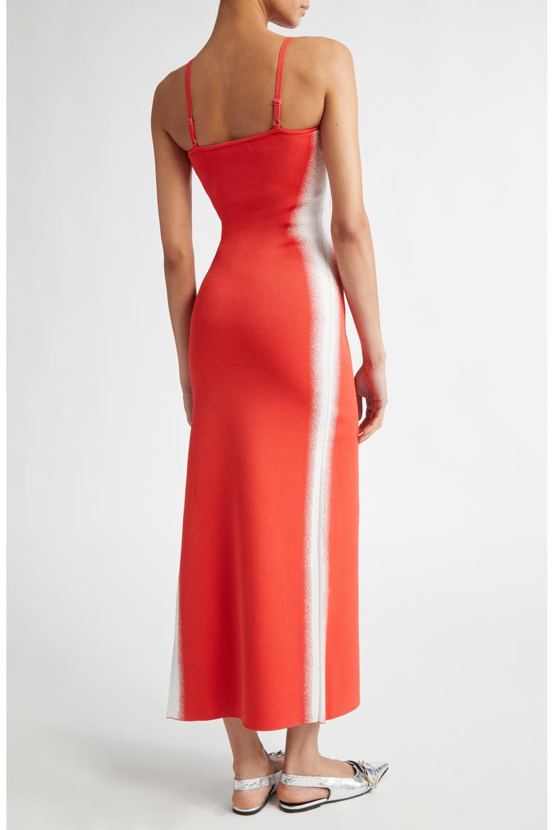 Iris Flower Jacquard Maxi Sweater Dress, Alternate, color, RED TULIP