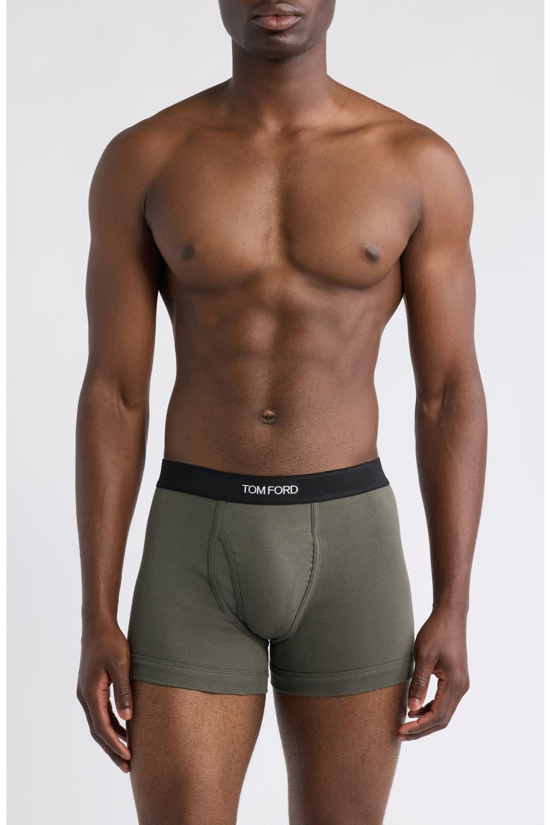 Cotton Stretch Jersey Boxer Briefs, Main, color, MILITARY GREEN