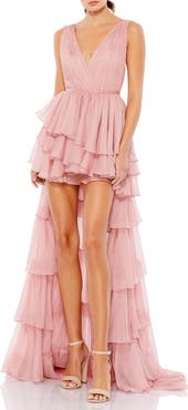 Ieena for Mac Duggal Petite Floral Embroidered High Neck Midi Dress