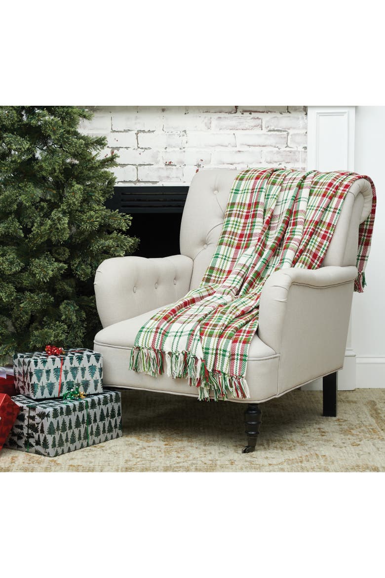 Plaid Throws, Alternate, color, Green/Ivory