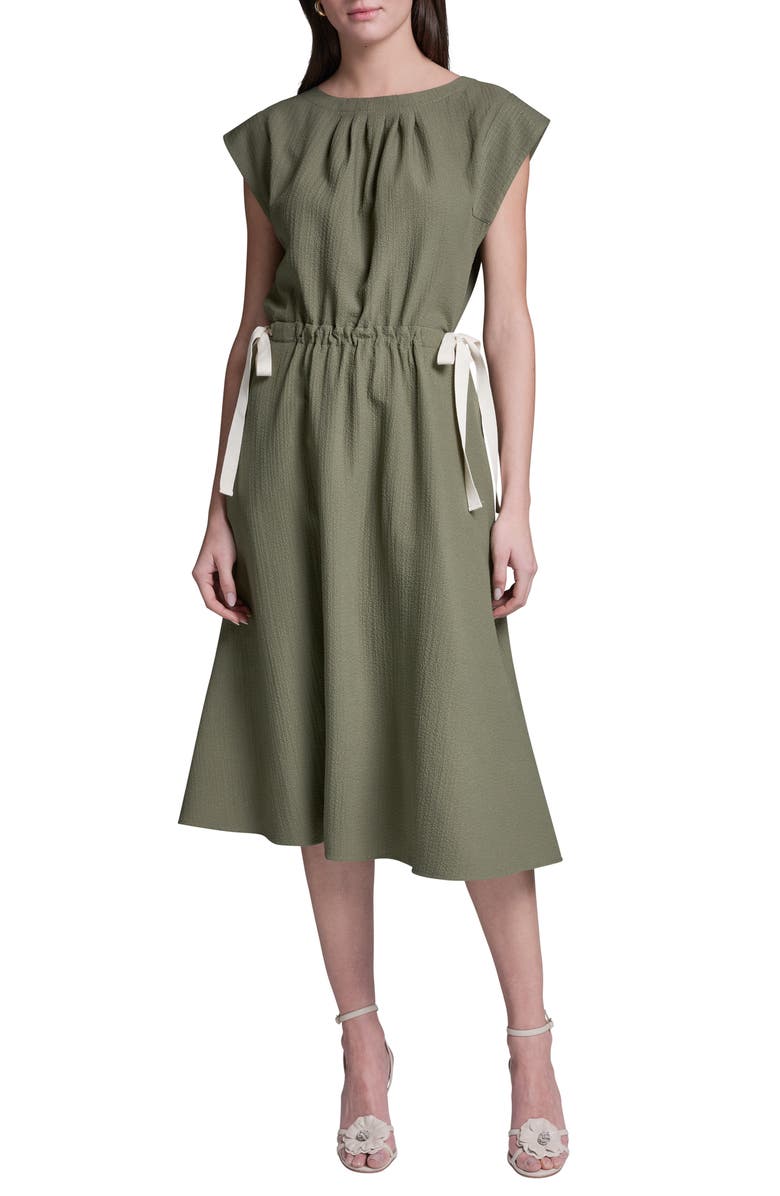 BCBG Tie Crepe Midi Dress, Main, color, 