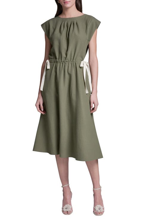 Tie Crepe Midi Dress