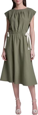 BCBG Tie Crepe Midi Dress