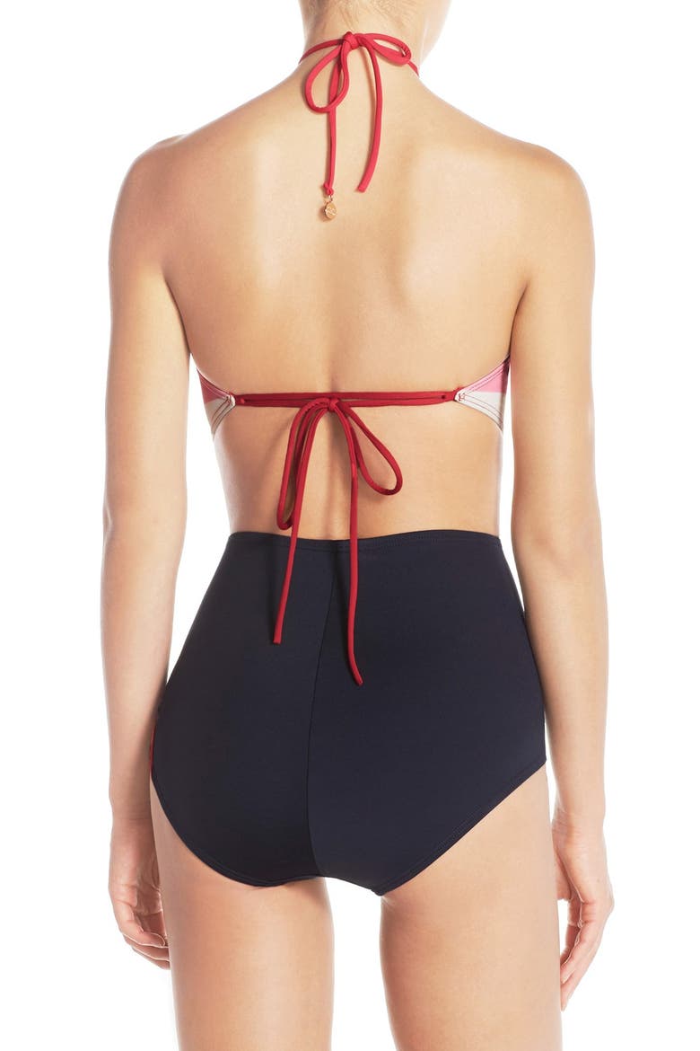 'balboa island' halter one-piece swimsuit, Alternate, color, RICH NAVY