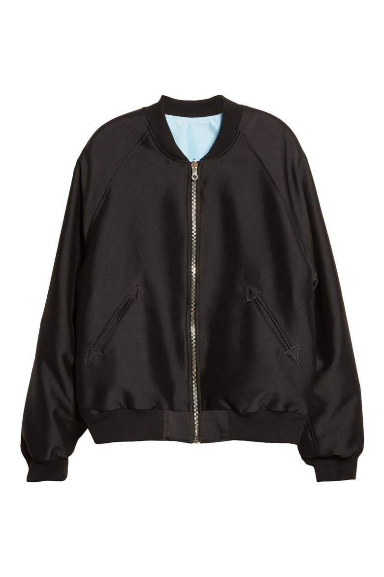 Reversible Sukajan Bomber Jacket, Main, color, CAVIAR/CLOUD BLUE