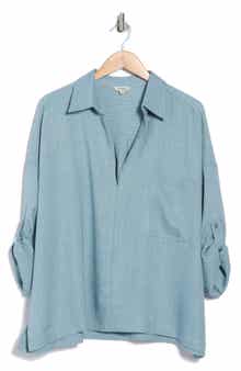MAX STUDIO Roll Tab Sleeve Popover Top