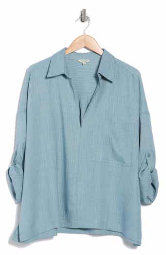 MAX STUDIO Roll Tab Sleeve Popover Top