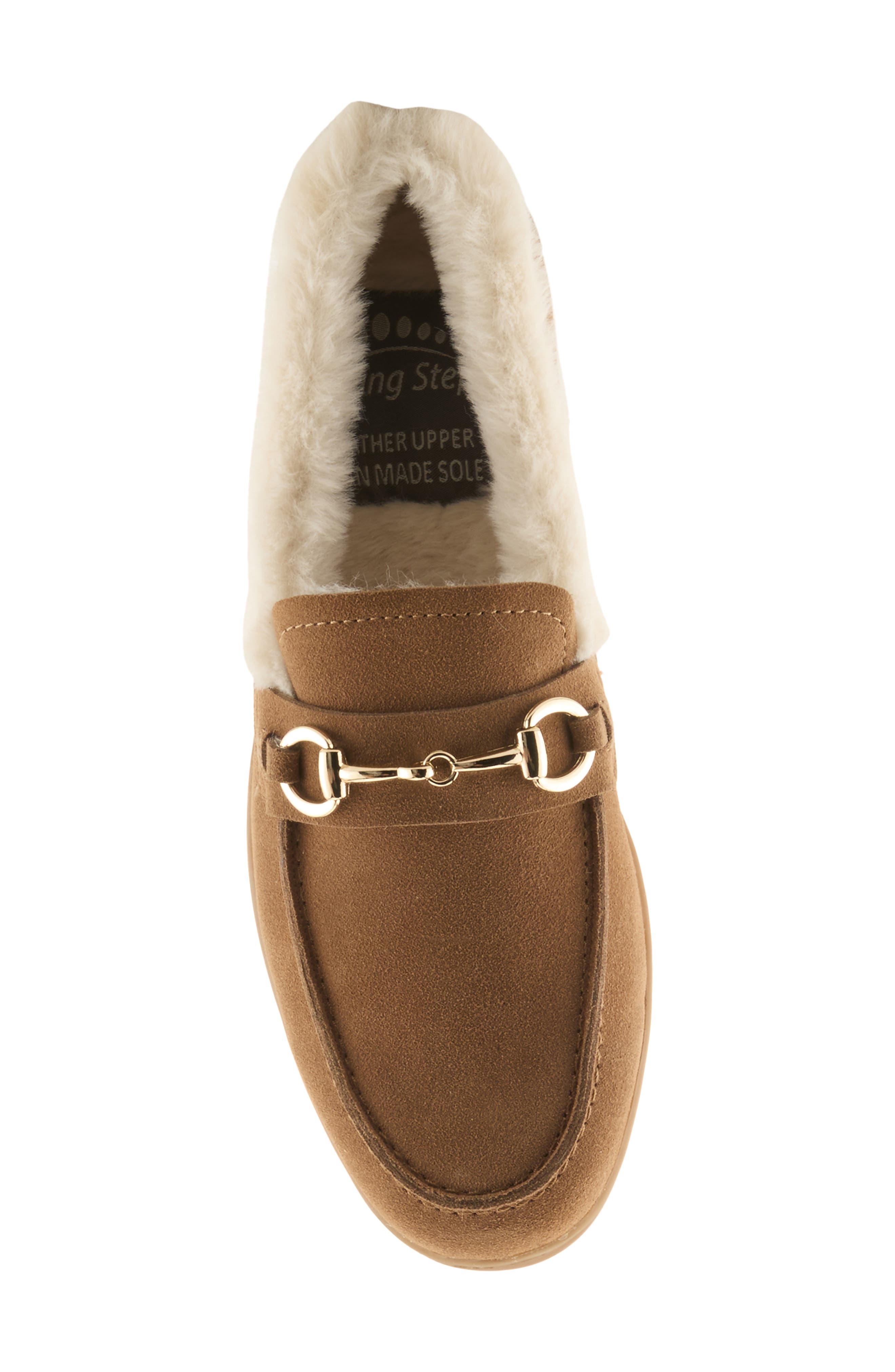 Spring Step Laurin Faux Fur Lined Loafer, Alternate, color, Camel Suede