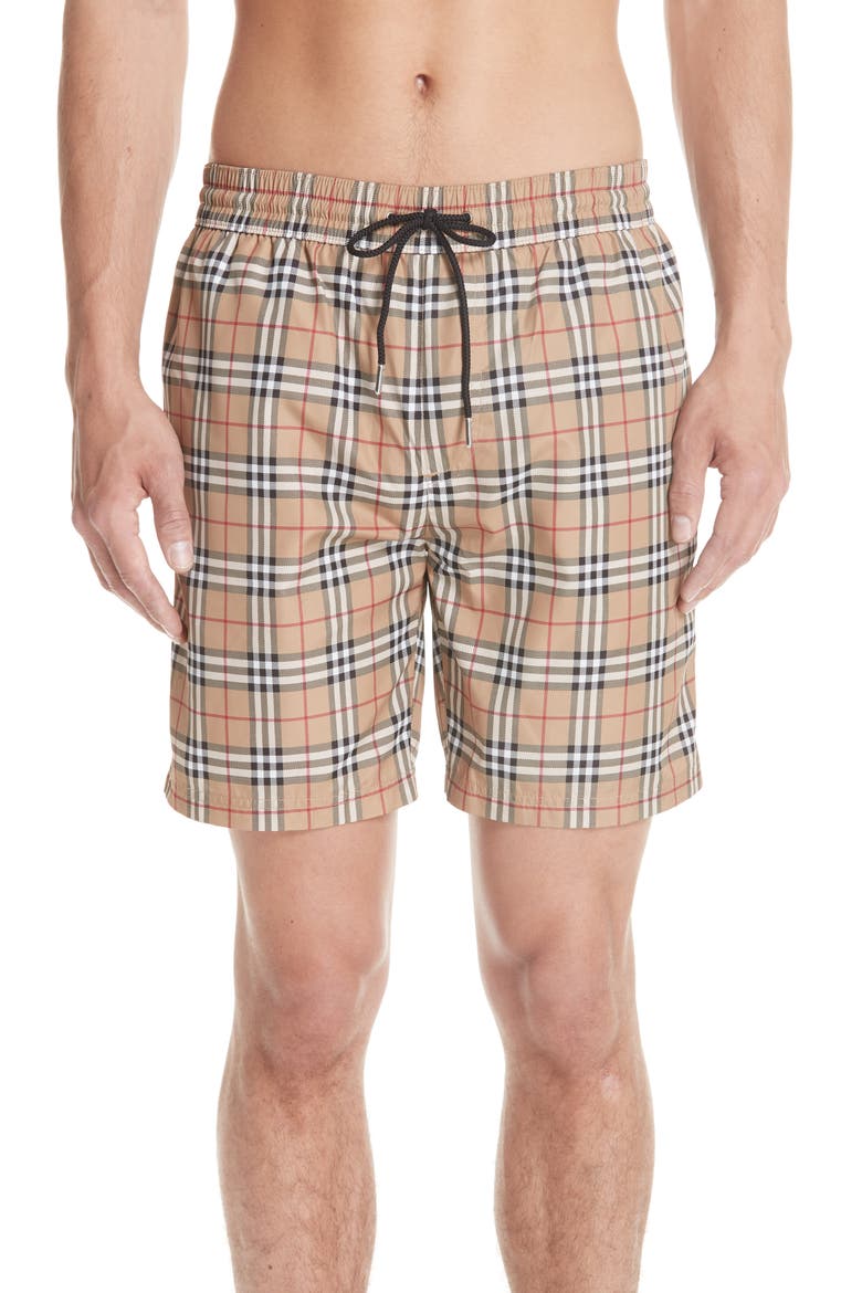 Guildes New Check Swim Trunks, Main, color, CAMEL