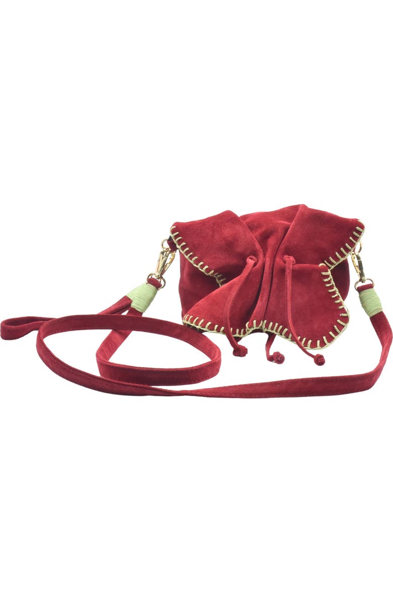 Carlos Falchi Mini Butterfly Suede Leather Bag, Main, color, Malbec