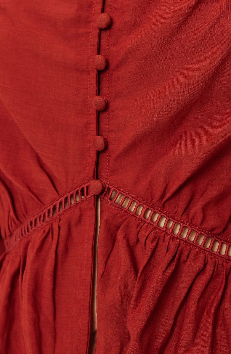 AllSaints Lima Ruffle Peplum Top, Alternate, color, Paprika Red