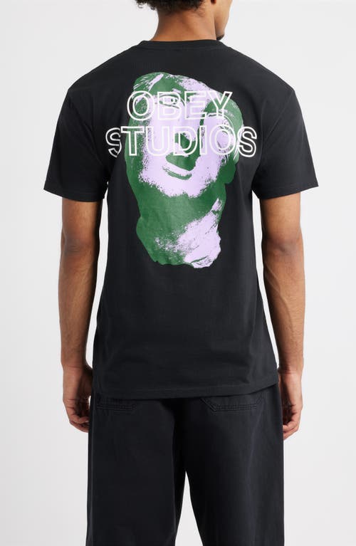 Obey Studios Statue Graphic T-shirt In Black