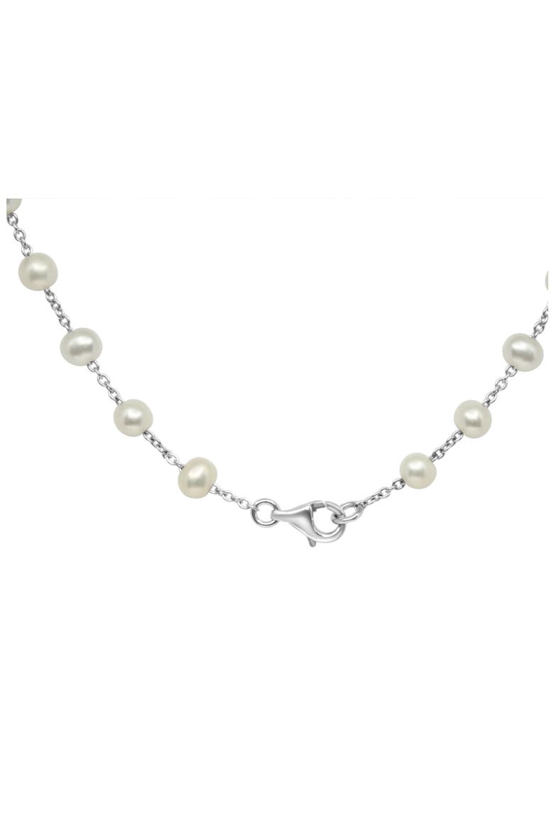 Sterling Silver 5–8mm Freshwater Pearl Station Chain Necklace, Alternate, color, WHITE