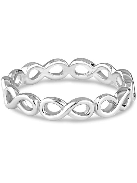 Infinity Eternity Ring in Rhodium Plated Sterling Silver