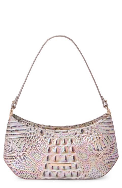 Lilibeth Croc Embossed Leather Shoulder Bag
