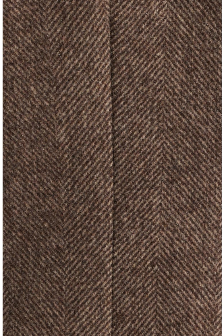 Herringbone Wool Double Breasted Coat, Alternate, color, CHOCOLATE