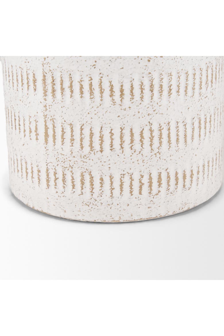 Tisha Terracotta Distressing Metal Vase, Alternate, color, White