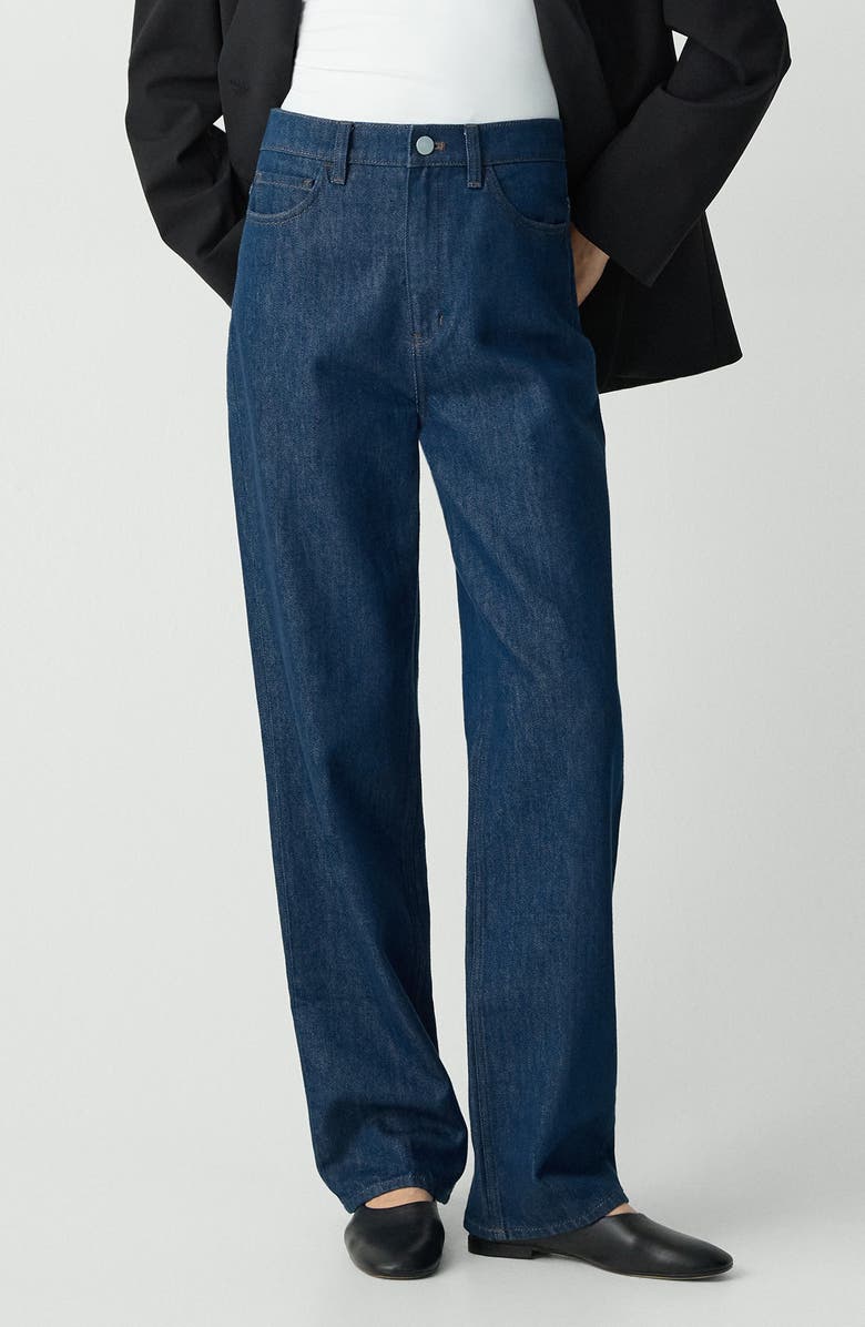 Theory High Waist Relaxed Fit Straight Leg Jeans, Main, color, 