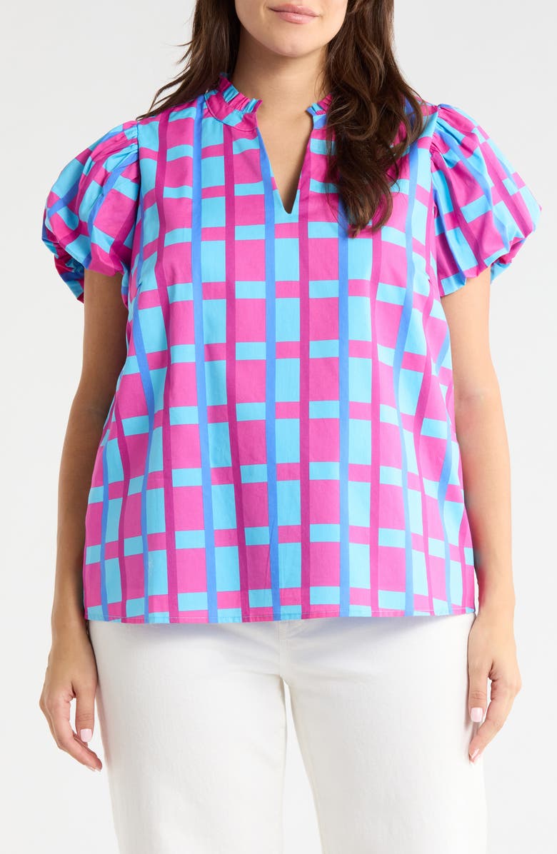 SUGARLIPS Marvy Checker Top, Main, color, Fuchsia/Blue