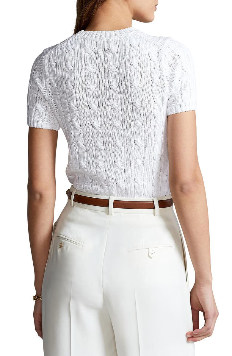 Polo Ralph Lauren Short Sleeve Cable Knit Cotton Sweater, Alternate, color, 