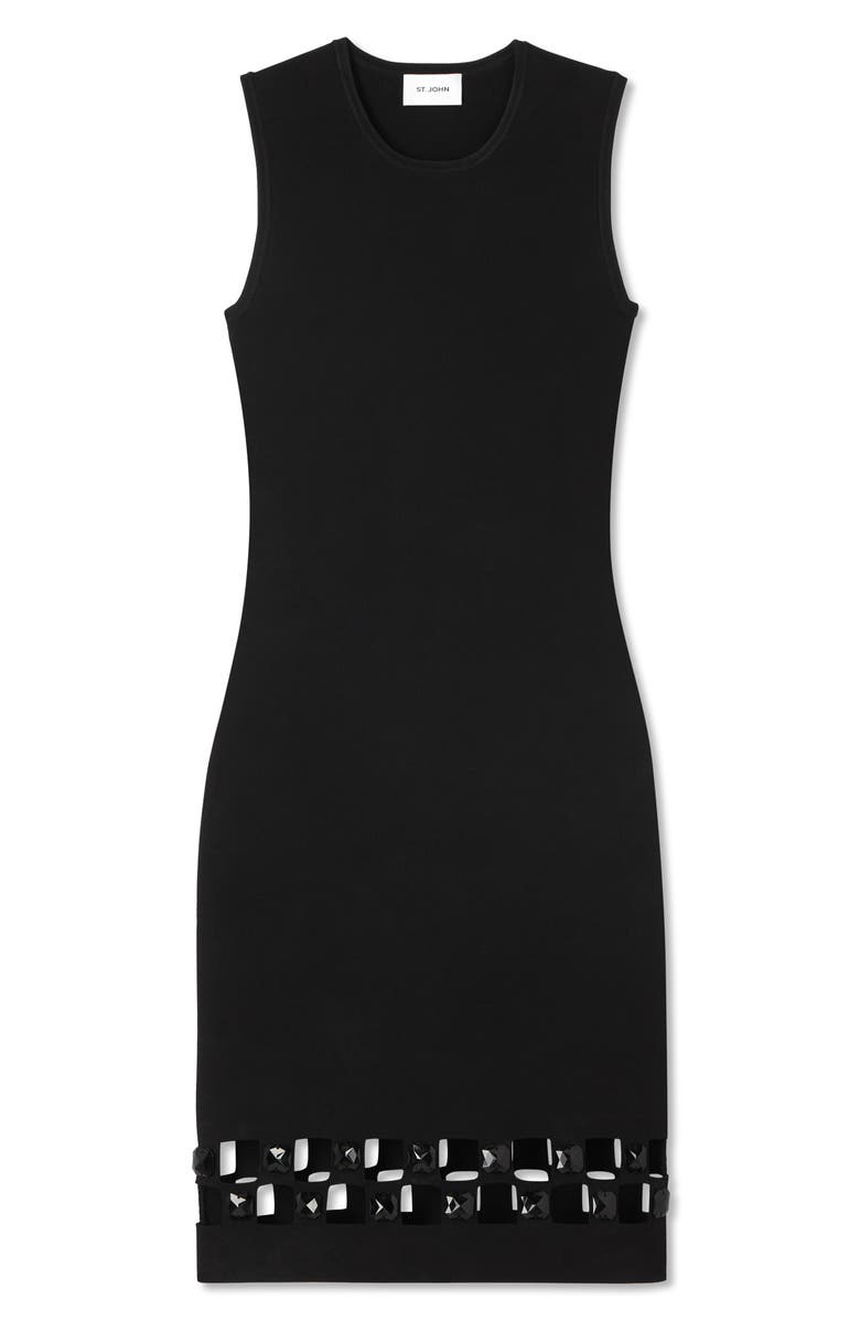 St. John Evening Checkerboard Cutout Sleeveless Knit Sheath Dress, Alternate, color, 