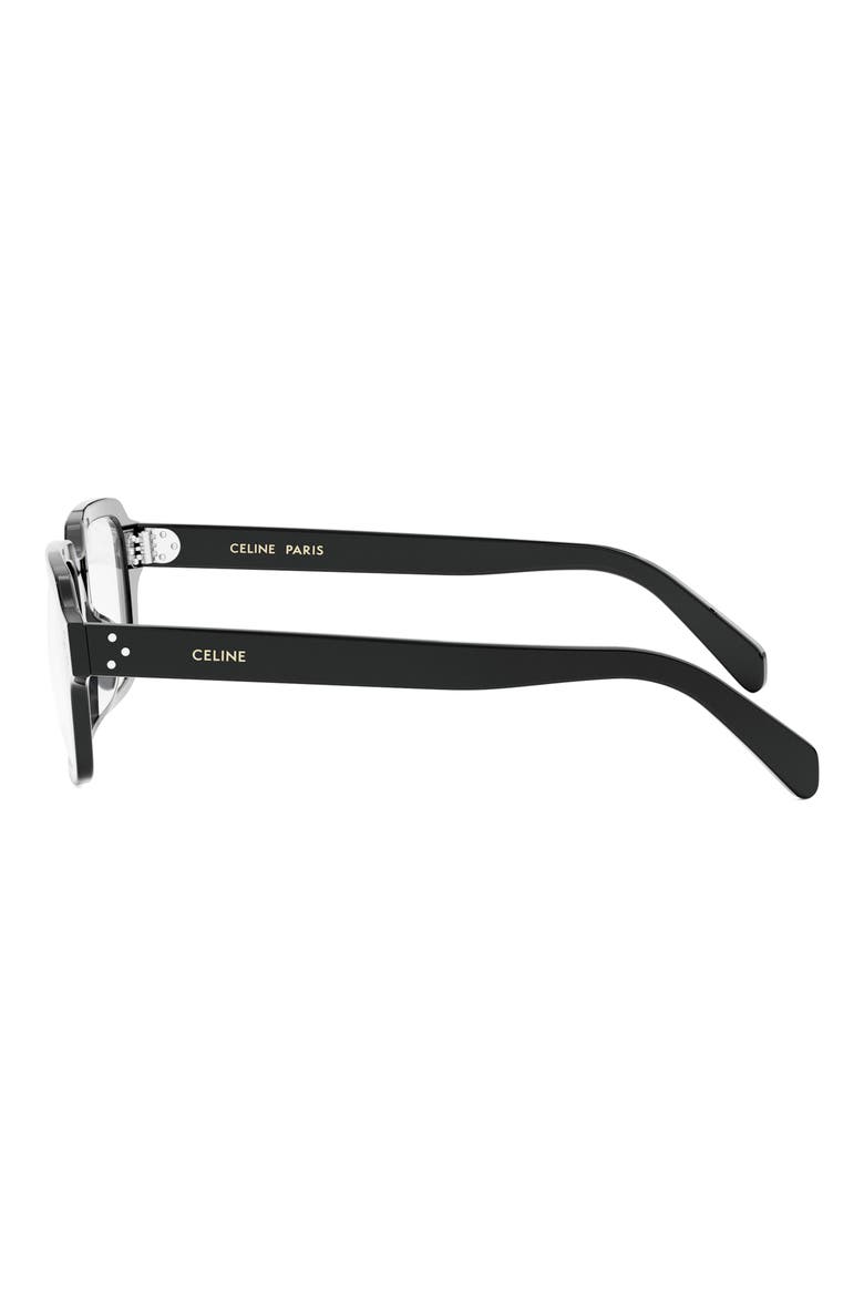 Bold 3 Dots 49mm Small Rectangular Optical Sunglasses, Alternate, color, SHINY BLACK