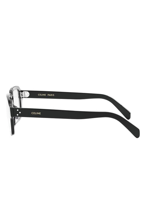 Celine Bold 3 Dots 49mm Small Rectangular Optical Sunglasses In Shiny Black
