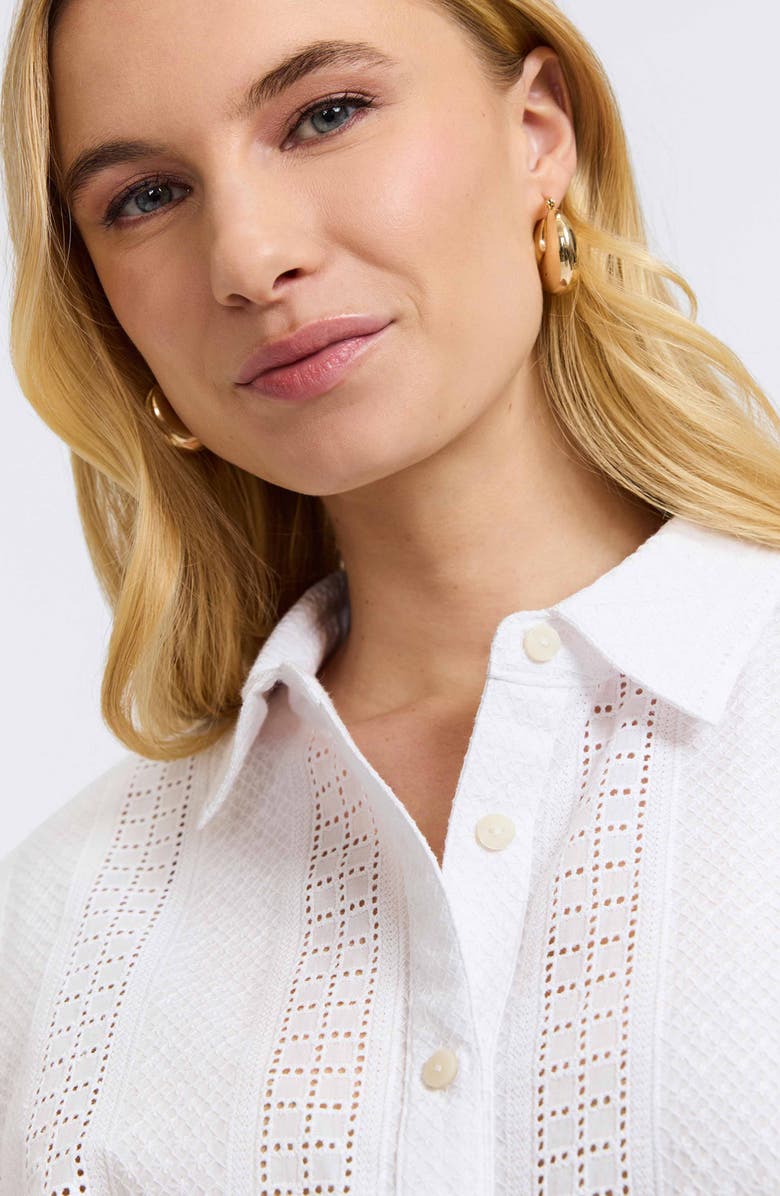Foxcroft Zoey Mixed Stitch Button-Up Shirt, Alternate, color, White