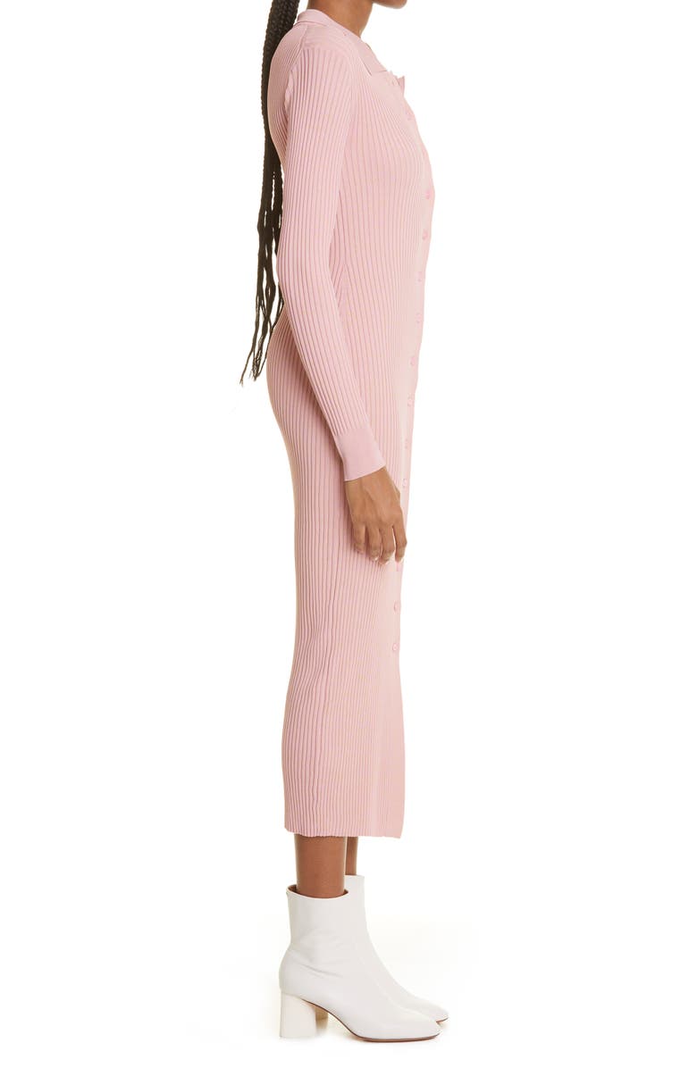 STAUD Napa Ribbed Long Sleeve Midi Dress, Alternate, color, 