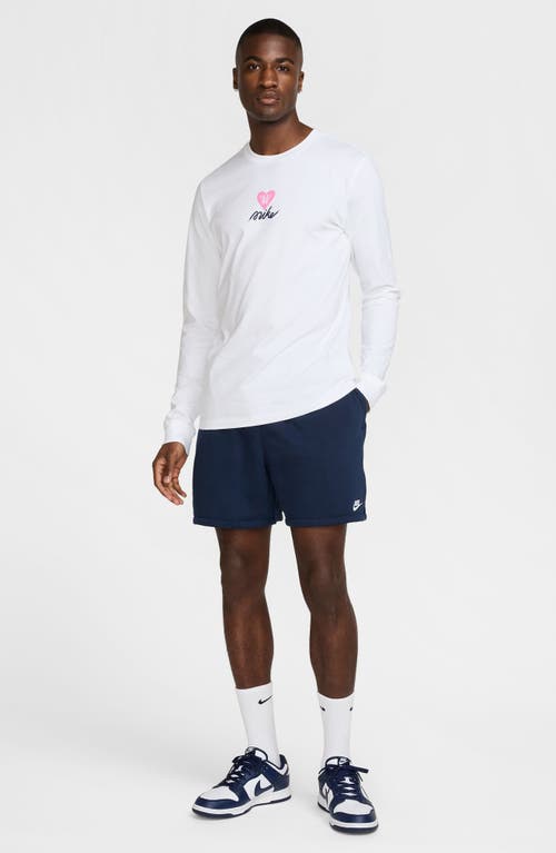 Nike Club French Terry Flow Shorts In Obsidian/white