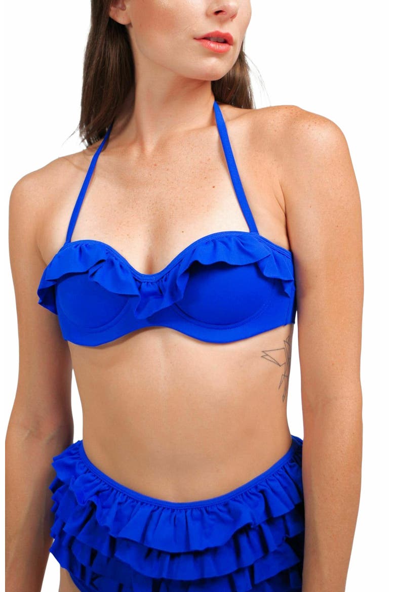 Ruby Ruffle Bikini Bra, Alternate, color, Royal Blue