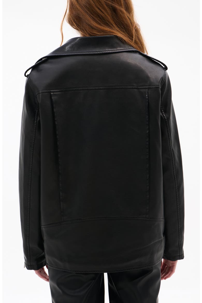 Aurelia Faux Leather Moto Jacket with Removable Faux Fur Collar, Alternate, color, BLACK