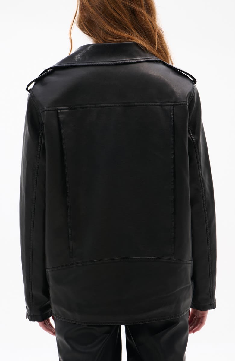 AZALEA WANG Aurelia Faux Leather Moto Jacket with Removable Faux Fur Collar, Alternate, color, Black