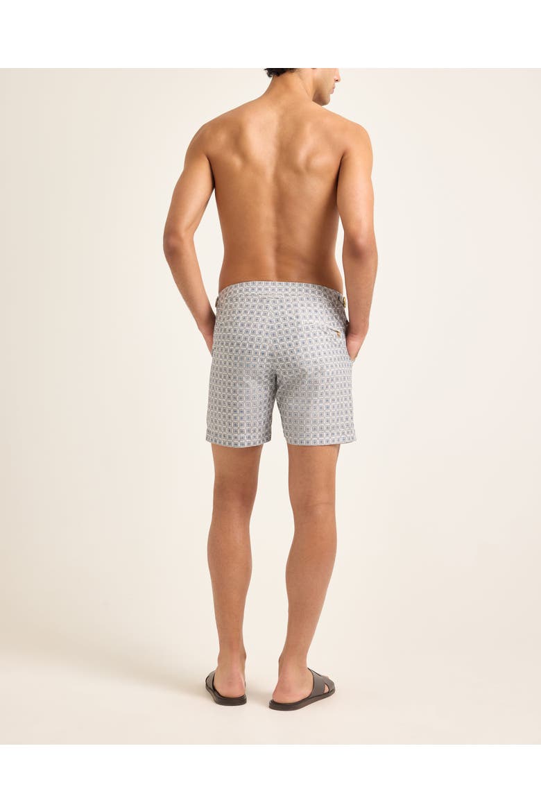 Bulldog Exclusive-Print Mid-Length Swim Shorts, Alternate, color, Latte