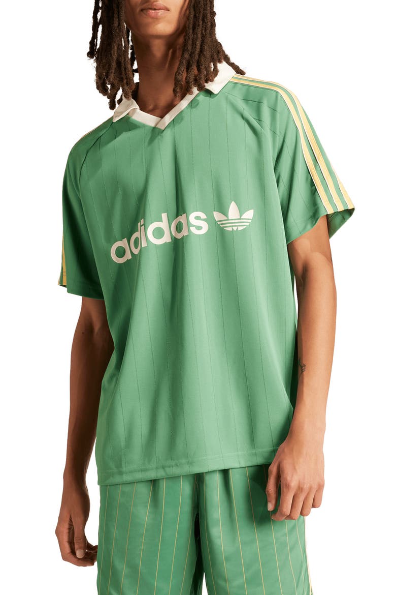 3-Stripes Pinstripe Jersey, Main, color, PRELOVED GREEN