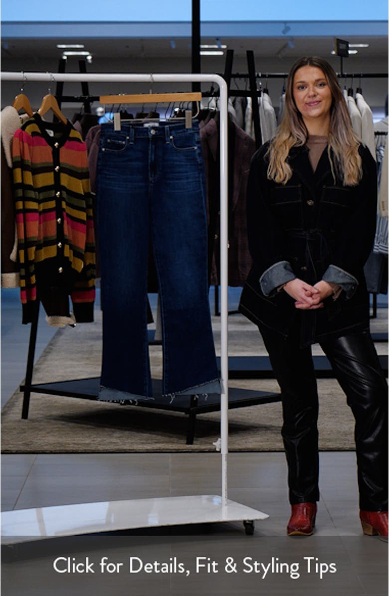 Claudine Angled Raw Hem High Waist Ankle Flare Jeans, sales video thumbnail