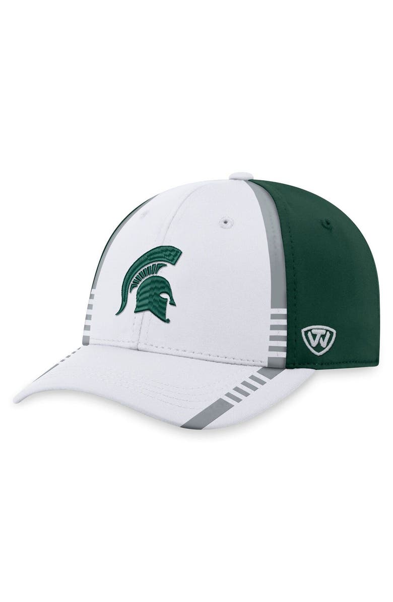 TOP OF THE WORLD Men's Top of the World White/Green Michigan State Spartans Iconic Flex Hat, Main, color,