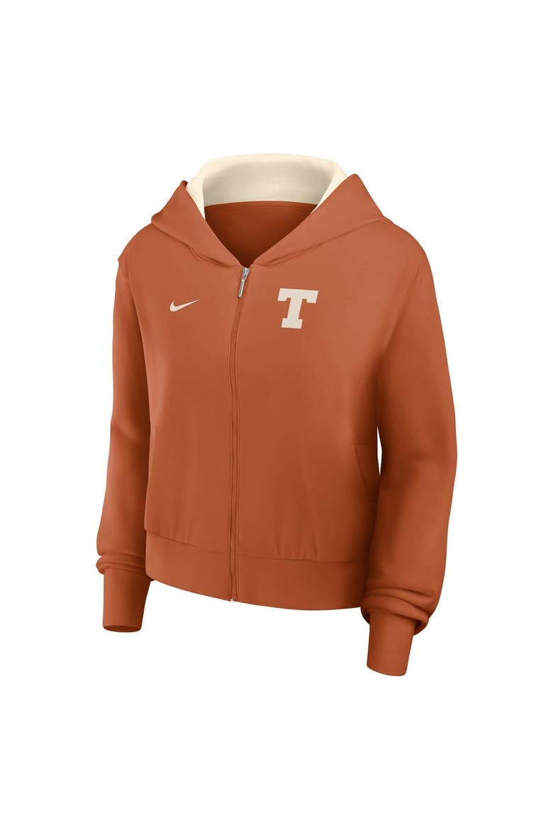 Women's Nike Texas Orange Texas Longhorns Mantra Cropped Full-Zip Hoodie, Alternate, color, Burnt Orange