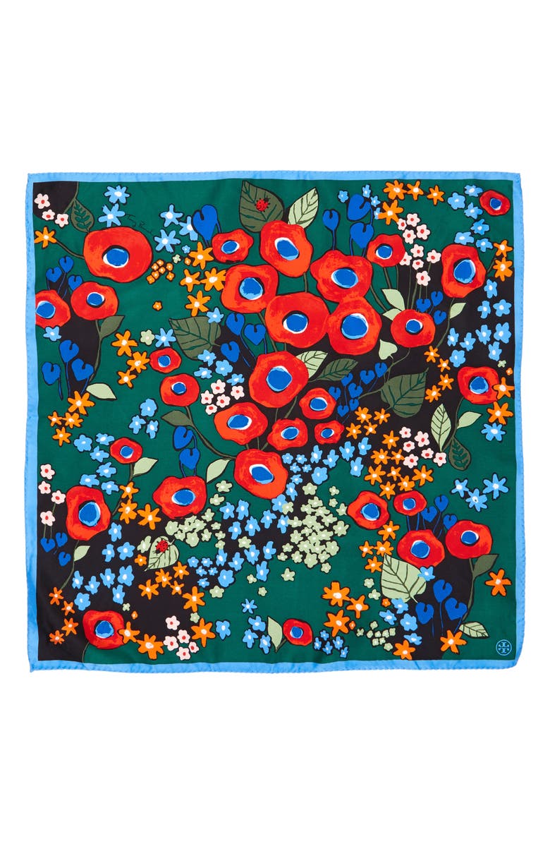 Tory Burch Darling Floral Silk Neckerchief, Alternate, color, 