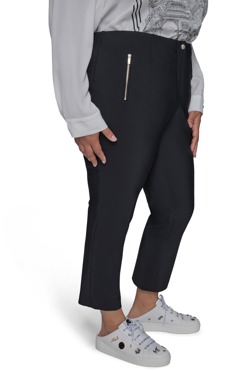 KARL LAGERFELD PARIS Double Zip Pants, Alternate, color, Black