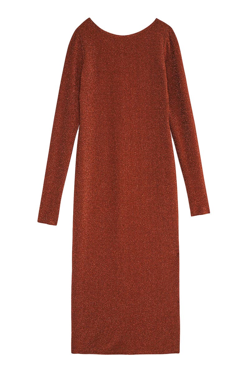 ottod'Ame Viscose Long Dress With Lurex, Alternate, color, Metallic Rust
