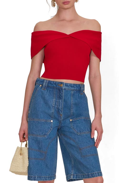 Cult Gaia Prescott Off The Shoulder Knit Top In Red
